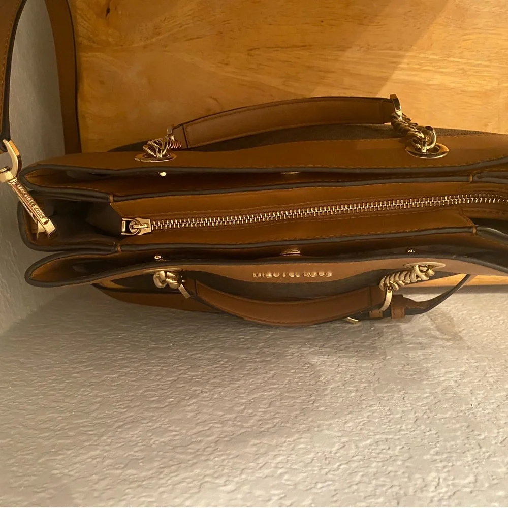 Michael Kors Brown Monogram Chain-Handle Shoulder Bag